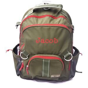 Pottery Barn Kids Rolling Backpack Jacob Personalized Green Red Wheeled Bag
